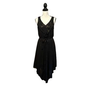 Rabbit Rabbit Rabbit Black & Gold Metallic Dress Sleeveless Holiday Party Size 6